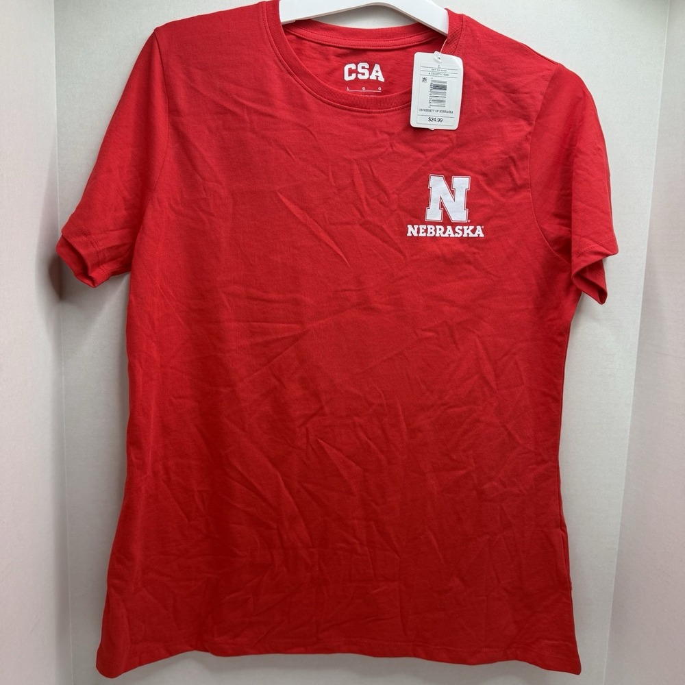 NWT Nebraska Cornhuskers Red Graphic T-Shirt Large NCAA CSA Back Print